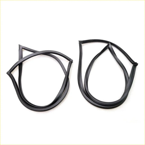 Black rubber rear side window weatherstrip for Nissan Bluebird Datsun 510 1600 shown from the back side