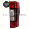 Red plastic rear tail brake light assembly with clear lens section for ford f250 2020-2023 shown from back side