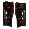 Black and red rear tail brake light assemblies with sleek modern design for ford f250 2020 to 2023 back side view