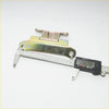 Rear tail gate hinge for Toyota Hilux 2004-2015 with yellowish-green patina and two mounting holes back side view