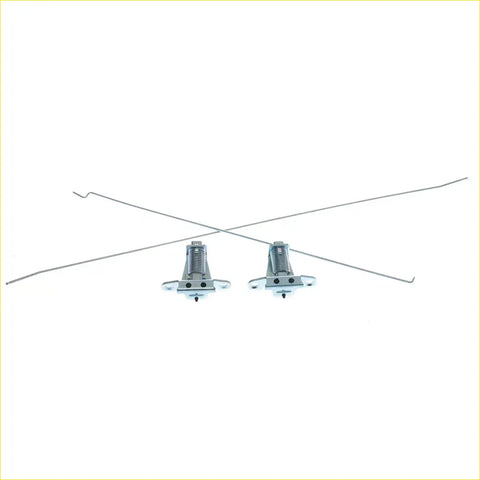 Silver metal car window regulator arms with spring loaded curved hooks for rear tail gate lock latch on mitsubishi triton l200