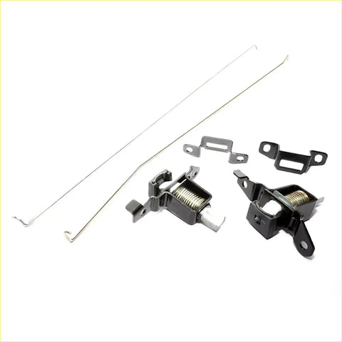 Black plastic and metal rear tail gate lock set with spring mechanism for Nissan Navara D23 NP300 2014-2021 back side view