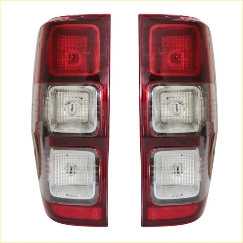Red and clear plastic rear tail light bulbs with three rectangular sections for ford ranger t6 wildtrak 2012-2021