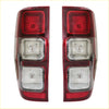 Rear tail light set for ford ranger t6 xlt px wildtrak 4wd 2012-2021 with red and clear plastic and three rectangular sections showing back side