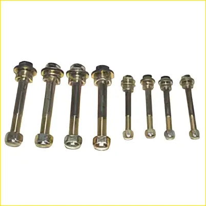 Set of brass-colored metal rear upper and lower control arm bolts with hex heads fit for jeep wrangler tj 1997-2006