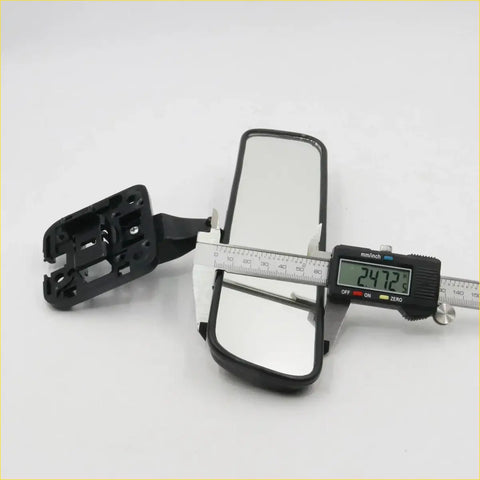 Black plastic rear view motorcycle side mirror with rectangular reflective surface and mounting bracket for toyota hilux