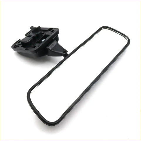 Black plastic rear view mirror with rectangular reflective surface and mounting bracket for toyota hilux 1988-1997