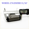 Rear wheel brake cylinder for mazda bongo e-series in gray metal with black rubber boots measured at 11/16 inches