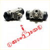 Rear wheel brake cylinder for toyota hilux 2wd 1988-1997 in gray metal with black rubber end caps backside view