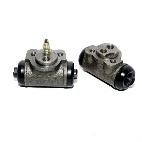 Gray metallic rear wheel brake cylinder with black rubber end caps and threaded fittings for mitsubishi delica l300