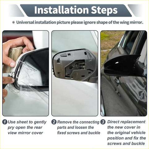 Black plastic rearview mirror cover cap for Toyota Hilux 2015-2020 designed for direct replacement