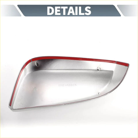 Chrome finished rearview mirror cover with red accent trim for toyota hilux 2015-2022 side mirror