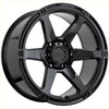Black recon armour gloss black alloy wheel with five-spoke design and shiny finish for sleek rides
