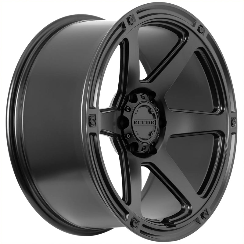 Black matte finished alloy wheel recon armour with five-spoke design and recon branding at the center