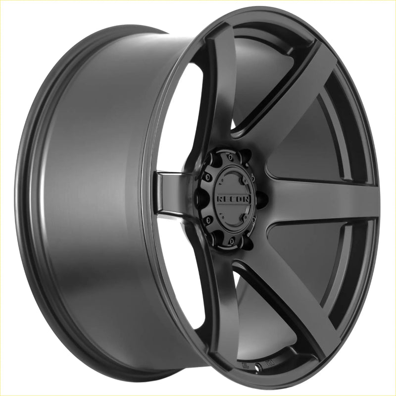 Recon delta matt black black matte finished alloy wheel with five spoke design and Roto branding on center cap