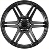 Black glossy finish recon striker alloy wheel with five spokes and firestone center cap