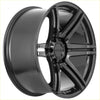 Gloss black recon striker alloy wheel with five spoke design and rcco logo on center cap