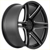 Recon striker matt black milled alloy wheel with black matte finish and sleek multi-spoke design with silver accents