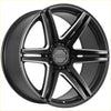 Black and silver two-tone recon striker matt black milled alloy wheel with five-spoke design close-up