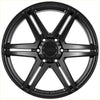 Recon striker matt black black matte alloy wheel with five-spoke design and Firestone logo center cap