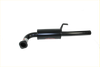 Black cylindrical exhaust pipe with curved inlet and handle on top from redback 2 1/2 dual exhaust for holden commodore ute