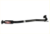 Black redback 2 1/4 inch dual exhaust pipe with glossy finish and curved design for holden commodore ve vf ute back view