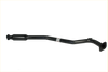 Black metal redback 2 1/4 inch dual exhaust pipe with curved design and flanged ends for holden commodore ute
