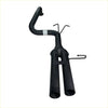 Black redback 2.5 inch catback exhaust with dual curved tips shown from the back for ford falcon fg sedan center model