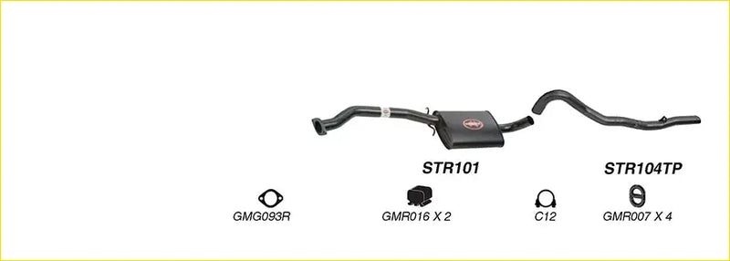 Black redback 25 inch catback exhaust system with box resonator and curved pipes for holden commodore vl showing back side
