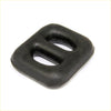 Black rubber d-ring strap buckle shown from the back on redback 2.5 inch catback exhaust for holden commodore vl