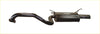 Black metallic redback 2.5 inch catback exhaust with curved pipes rectangular muffler shown from the back side