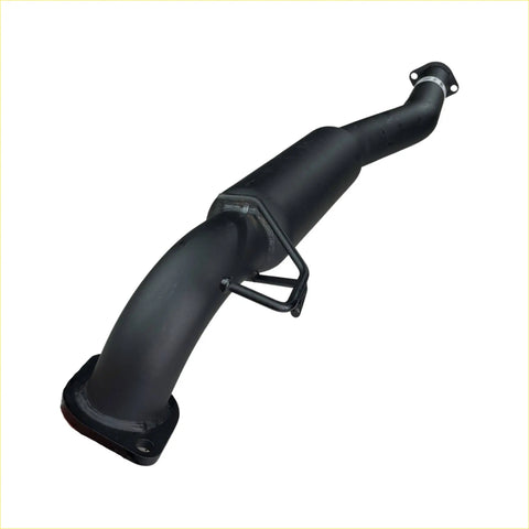 Black matte redback 25 inch catback exhaust pipe with curved design and flanged ends for easy vehicle install