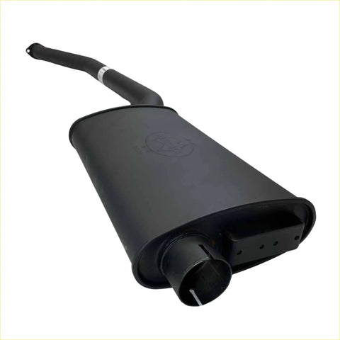 Black matte finish redback 2.5 inch centre exhaust muffler with curved pipe and flange for ford falcon ea to au
