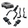 Black redback 2.5 inch dual exhaust system components for holden commodore ve vf sedan and wagon 6l shown from back