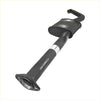 Black metal redback 2.5 inch exhaust pipe with curved end cap and flanged base for holden commodore sedan back view