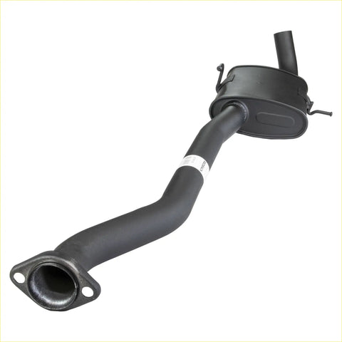 Black redback 2.5 inch exhaust pipe with catalytic converter flanged ends and curved design for holden commodore ute back view