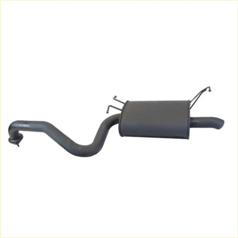 Black metal redback 2.5 inch performance exhaust rear muffler with curved pipe for ford falcon ba bf showing back side