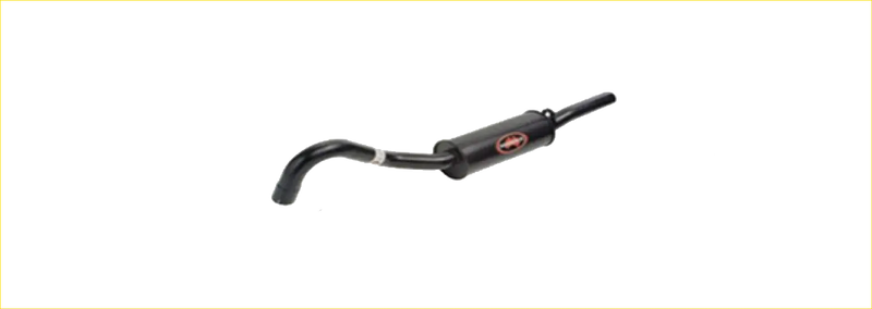 Back view of black metal redback 2.5 inch performance rear muffler with red logo for holden commodore vb to vs