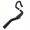 Black matte Redback 2.5 inch rear hotdog exhaust pipe with curved hook end and metal bracket for Ford Falcon sedan back view