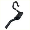 Black metal redback 2.5 inch rear muffler for ford falcon ea eb ed el ef au sedan with curved hook top shown from back