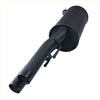 Back view of black redback 2.5 inch rear exhaust muffler with dual tail pipes and mounting brackets for holden commodore vt