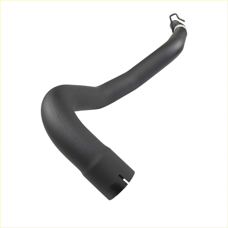 Black rubber engine coolant hose with metal clamp and hook showing the back side for redback 25 tail pipe exhaust for holden commodore ute