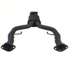 Black metal exhaust manifold with flanged ends and dual pipes for redback 3 inch dual exhaust on holden commodore ve vf