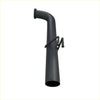 Black metal redback 3 inch tail pipe with curved design and mounting bracket for holden commodore ve vf driver side back view