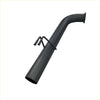 Black metal redback 3 inch tail pipe with curved design and mounting brackets for holden commodore ve vf passenger side back view