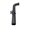 Black metal redback 3 inch tail pipe with curved top and mounting bracket for holden commodore ve vf passenger side back view