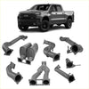 Gray metallic exhaust system components for redback 4x4 exhaust system on chevrolet silverado 1500 back side