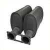 Black dual exhaust mufflers with matte finish and flanged brackets for redback 4x4 exhaust system on silverado
