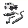 Black aftermarket exhaust system with polished chrome tip showing back side for suzuki jimny redback 4x4