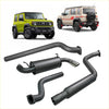 Black Redback 4x4 aftermarket exhaust system components for Suzuki Jimny 3 and 5 door back side view